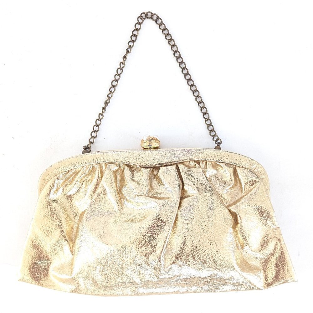 💛 Golden Metallic Finished Vintage Clutch Purse 💛